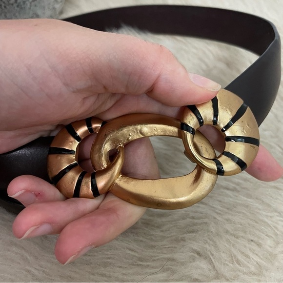 [Chico's] Women's Dark Brown 100% Genuine Leather Buckle Belt - Picture 2 of 5